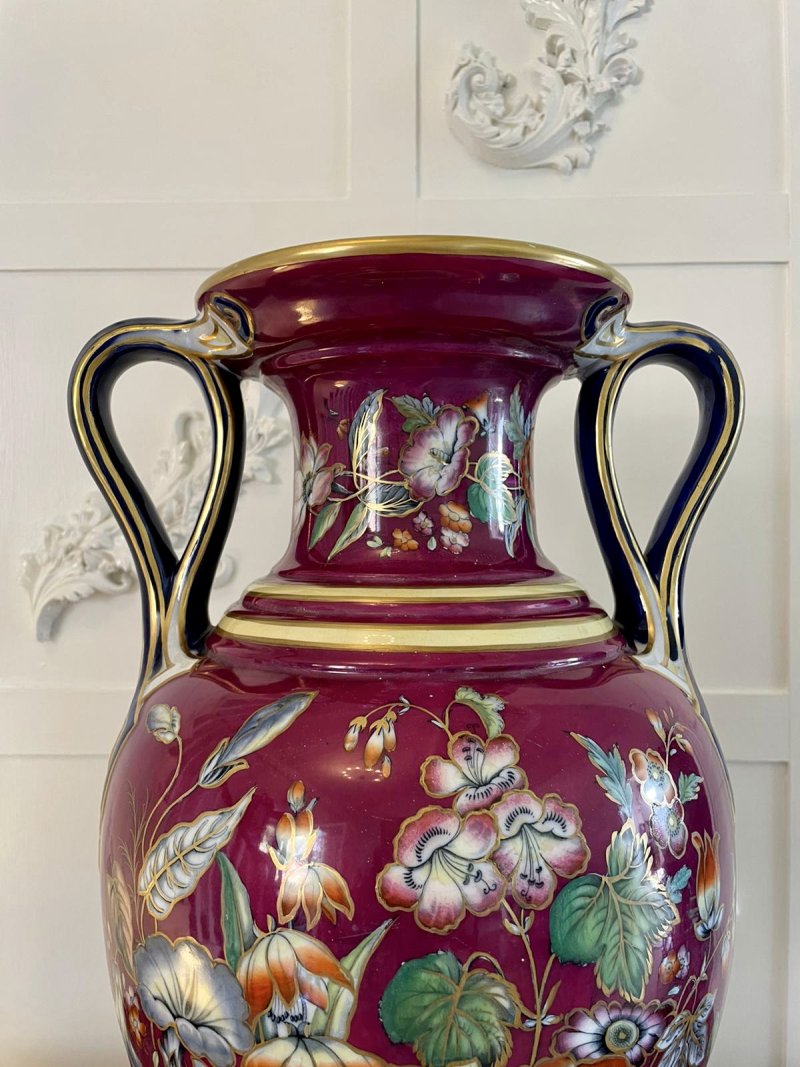 Exceptional Large Staffordshire Porcelaneous Twin Handled Vase - Image 6